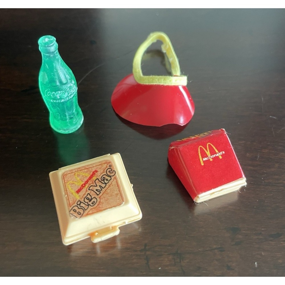 Vintage 4 Pc‎ Barbie Doll McDonalds Miniature Visor Fries Coca Cola Big Mac